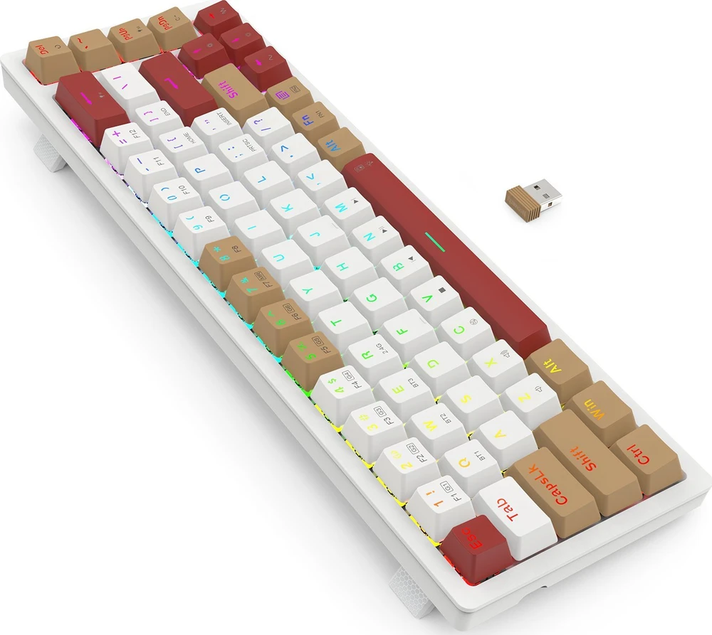 Klaviatūra žaidimams Redragon Rammus K677WLR-RGB-PRO Redragon Mechaninė Brown Switches belaidė mechaninė su pašvietimu ruda