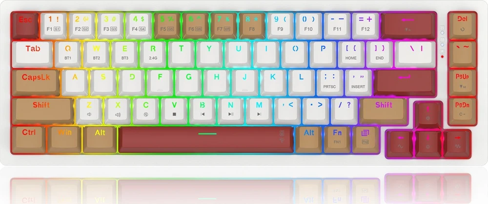 Klaviatūra žaidimams Redragon Rammus K677WLR-RGB-PRO Redragon Mechaninė Brown Switches belaidė mechaninė su pašvietimu ruda