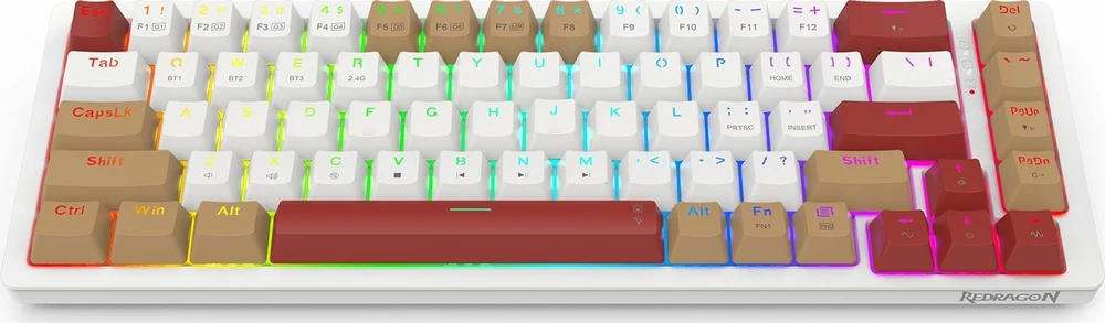 Klaviatūra žaidimams Redragon Rammus K677WLR-RGB-PRO Redragon Mechaninė Brown Switches belaidė mechaninė su pašvietimu ruda