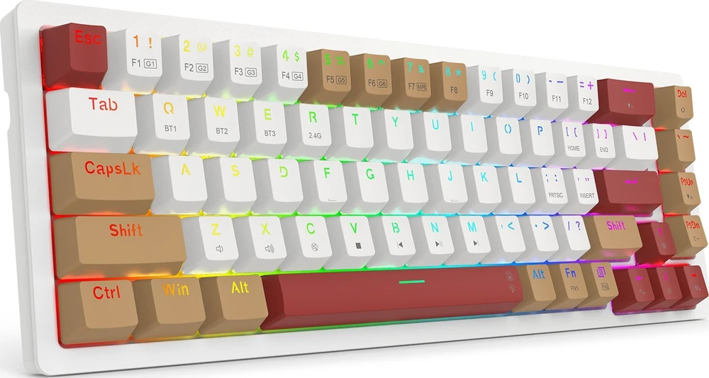 Klaviatūra žaidimams Redragon Rammus K677WLR-RGB-PRO Redragon Mechaninė Brown Switches belaidė mechaninė su pašvietimu ruda