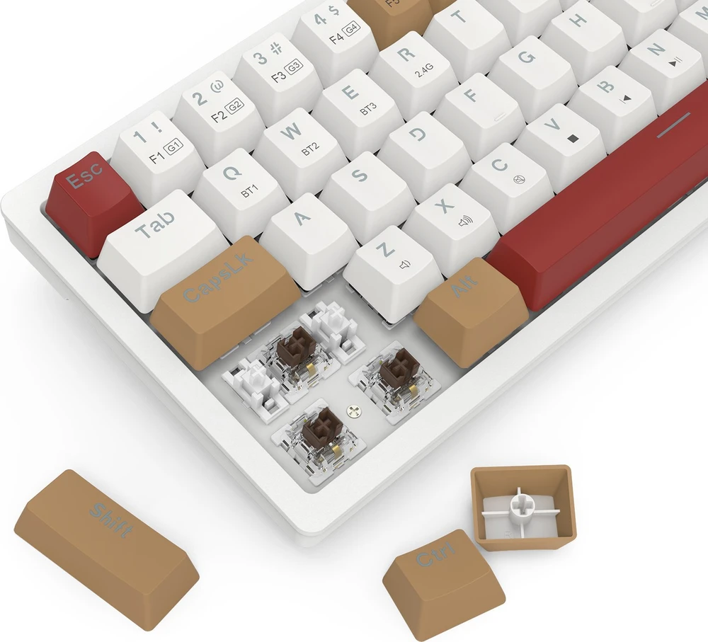 Klaviatūra žaidimams Redragon Rammus K677WLR-RGB-PRO Redragon Mechaninė Brown Switches belaidė mechaninė su pašvietimu ruda