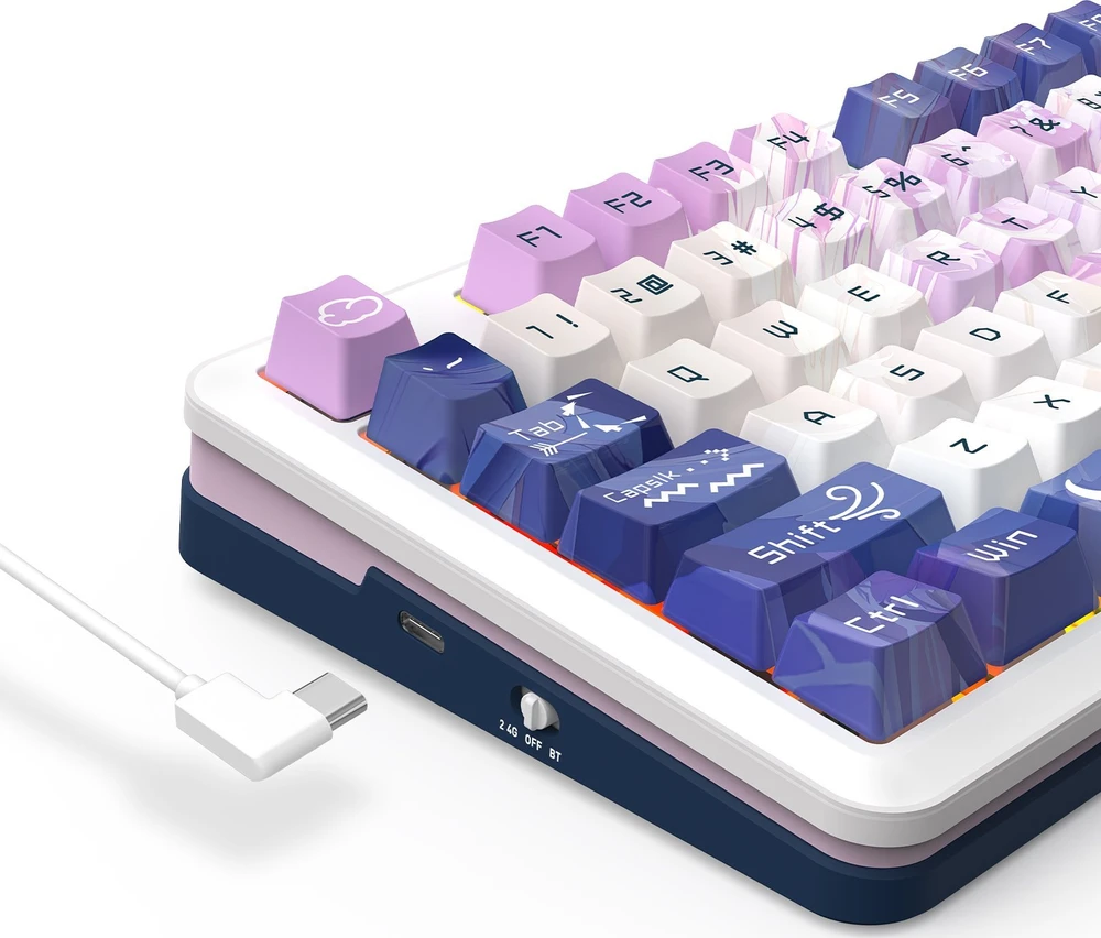 Klaviatūra žaidimams Redragon K681 Dragon Growl belaidė mechaninė su pašvietimu violetinė