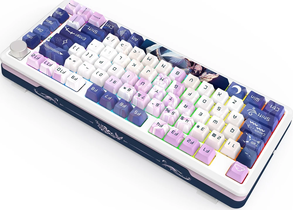 Klaviatūra žaidimams Redragon K681 Dragon Growl belaidė mechaninė su pašvietimu violetinė