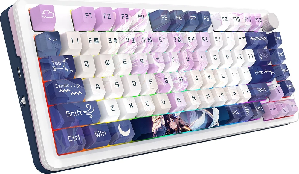 Klaviatūra žaidimams Redragon K681 Dragon Growl belaidė mechaninė su pašvietimu violetinė