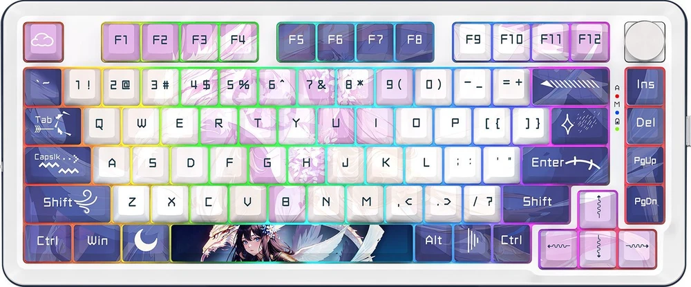 Klaviatūra žaidimams Redragon K681 Dragon Growl belaidė mechaninė su pašvietimu violetinė