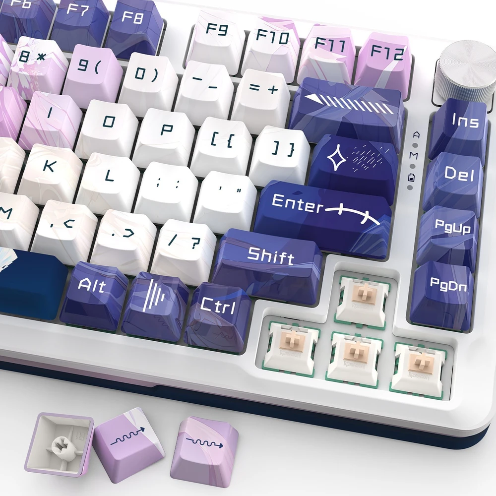 Klaviatūra žaidimams Redragon K681 Dragon Growl belaidė mechaninė su pašvietimu violetinė