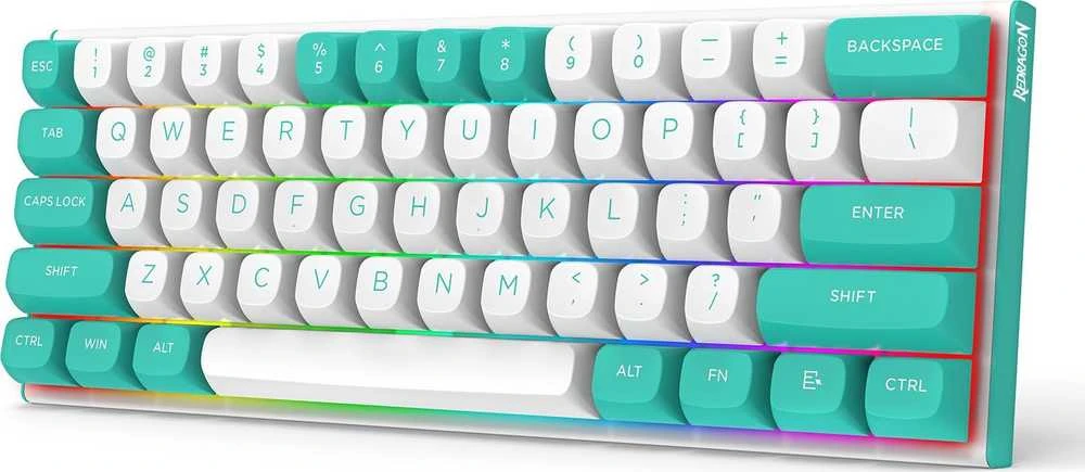 Klaviatūra žaidimams Redragon K683WB RGB FIDD su laidu magnetyczno-mechaninė su pašvietimu balta ir-žalia