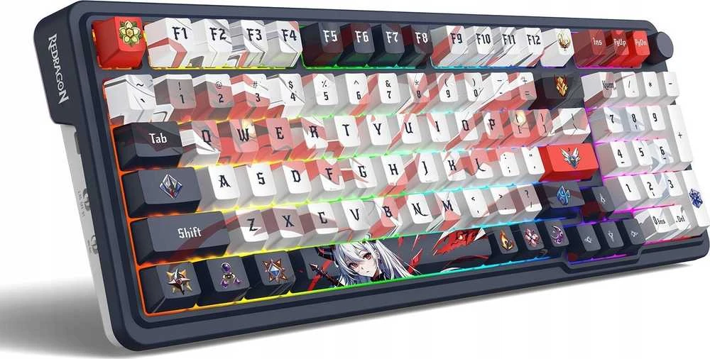 Klaviatūra žaidimams Redragon K686AK-RGB-PRO Eisa Redragon Linear Switches belaidė mechaninė su pašvietimu balta ir-pilka