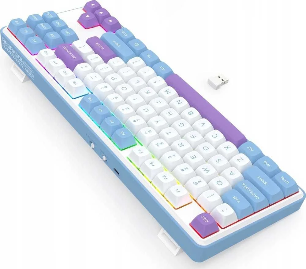 Klaviatūra žaidimams Redragon K707 Mint Mambo belaidė mechaninė su pašvietimu balta