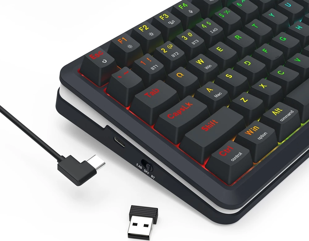 Klaviatūra žaidimams Redragon Flekact K708-RGB-PRO Lion Linear belaidė mechaninė su pašvietimu juoda