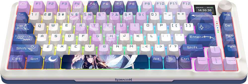 Klaviatūra žaidimams Redragon Flekact Pro K708AK-RGB-PRO Leopard L belaidė mechaninė su pašvietimu violetinė