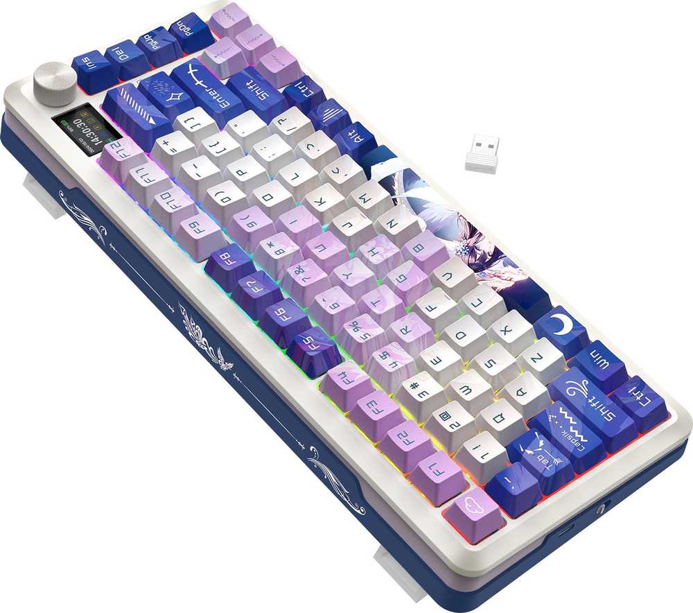 Klaviatūra žaidimams Redragon Flekact Pro K708AK-RGB-PRO Leopard L belaidė mechaninė su pašvietimu violetinė