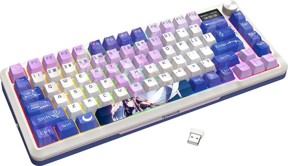 Klaviatūra žaidimams Redragon Flekact Pro K708AK-RGB-PRO Leopard L belaidė mechaninė su pašvietimu violetinė