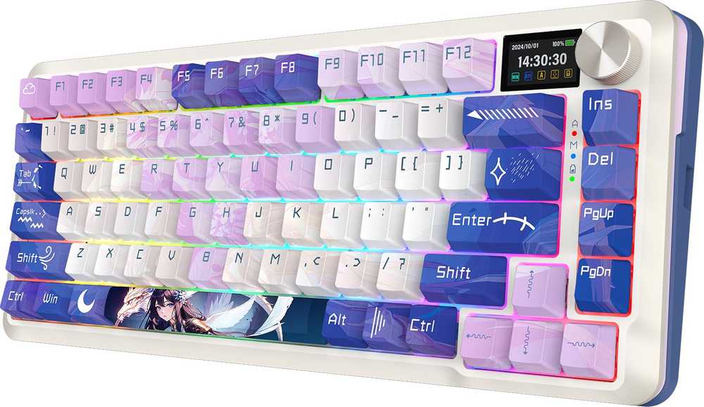 Klaviatūra žaidimams Redragon Flekact Pro K708AK-RGB-PRO Leopard L belaidė mechaninė su pašvietimu violetinė