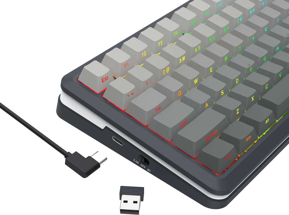 Klaviatūra žaidimams Redragon Flekact K708GG-RGB-PRO Leopard L belaidė mechaninė su pašvietimu pilka