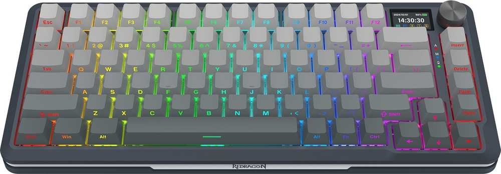 Klaviatūra žaidimams Redragon Flekact K708GG-RGB-PRO Leopard L belaidė mechaninė su pašvietimu pilka