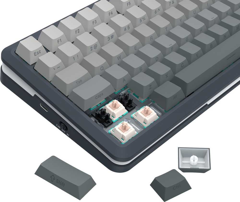 Klaviatūra žaidimams Redragon Flekact K708GG-RGB-PRO Leopard L belaidė mechaninė su pašvietimu pilka