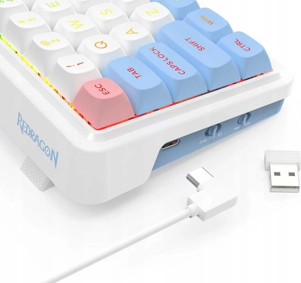 Klaviatūra žaidimams Redragon K709WBP-RGB-PRO Mint Mambo belaidė mechaninė su pašvietimu balta