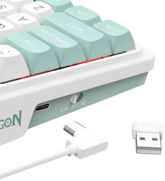 Klaviatūra žaidimams Redragon Galatin Pro K719WG-RGB-PRO Redragon Linear Mint Mambo Switch belaidė mechaninė su pašvietimu balta