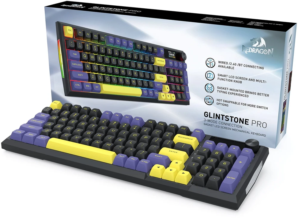 Klaviatūra žaidimams Redragon K725LBY-RGB-PRO Glintstone