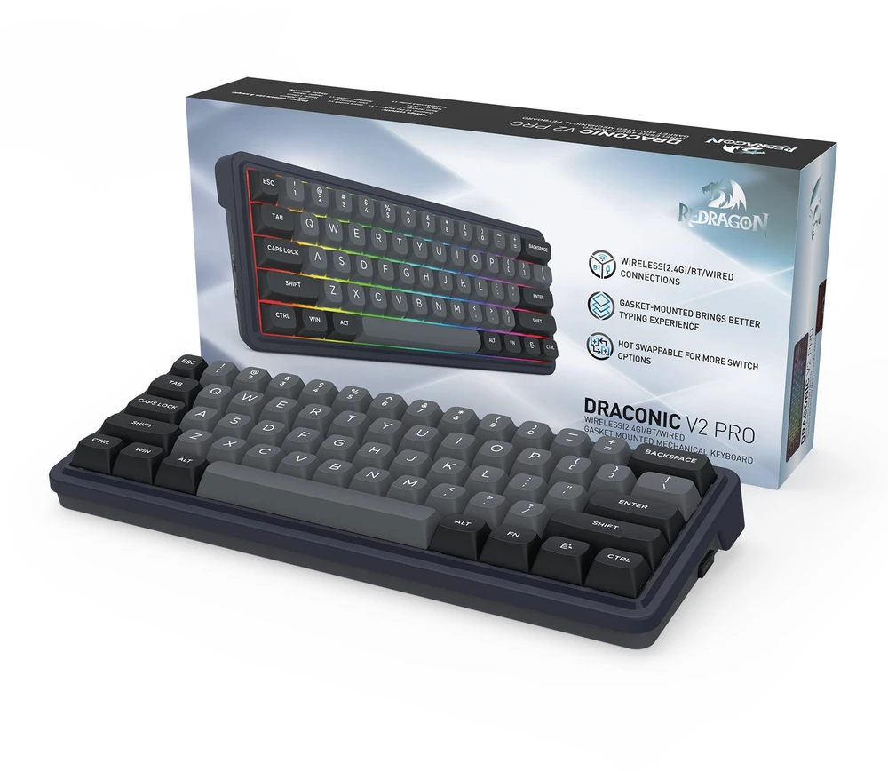 Klaviatūra žaidimams Redragon Draconic V2 K730 Redragon RPC belaidė mechaninė su pašvietimu juoda