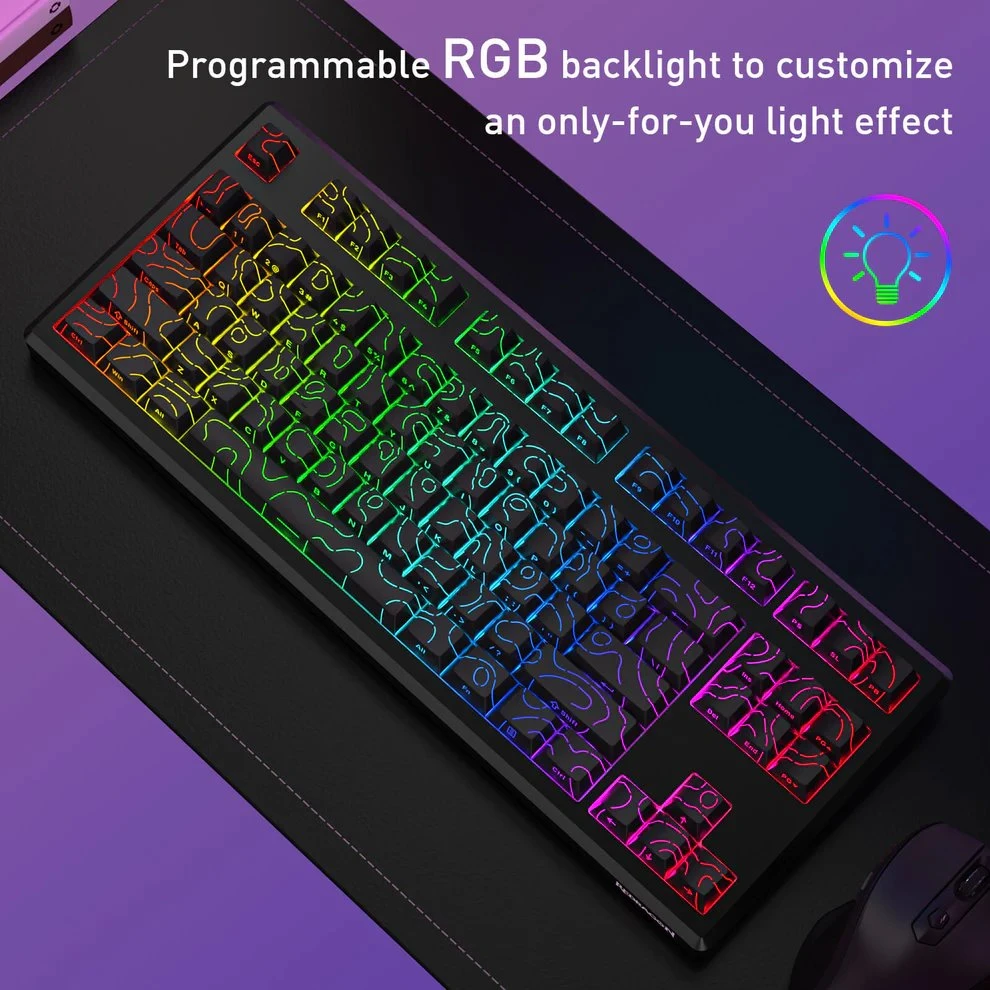 Klaviatūra žaidimams Redragon Uranus Pro K732MC-RGB-PRO Redragon Linear Silky Frost Switches belaidė mechaninė su pašvietimu juoda