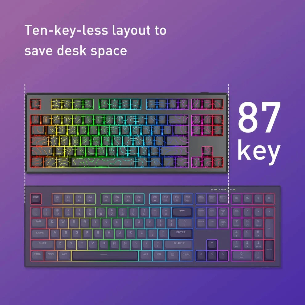 Klaviatūra žaidimams Redragon Uranus Pro K732MC-RGB-PRO Redragon Linear Silky Frost Switches belaidė mechaninė su pašvietimu juoda
