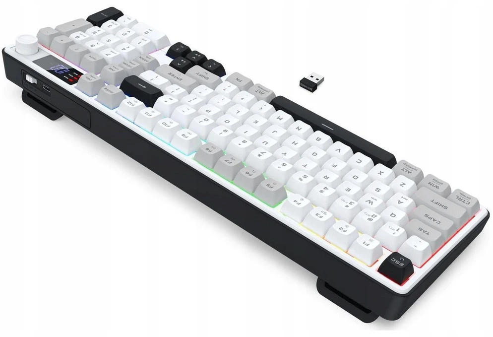 Klaviatūra žaidimams Redragon Aria PRO belaidė membraninė su pašvietimu balta ir-pilka