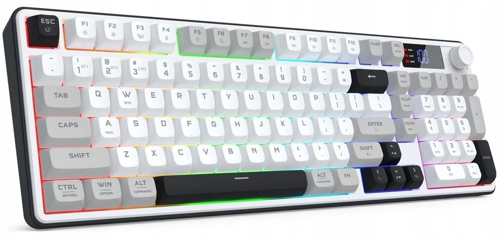 Klaviatūra žaidimams Redragon Aria PRO belaidė membraninė su pašvietimu balta ir-pilka