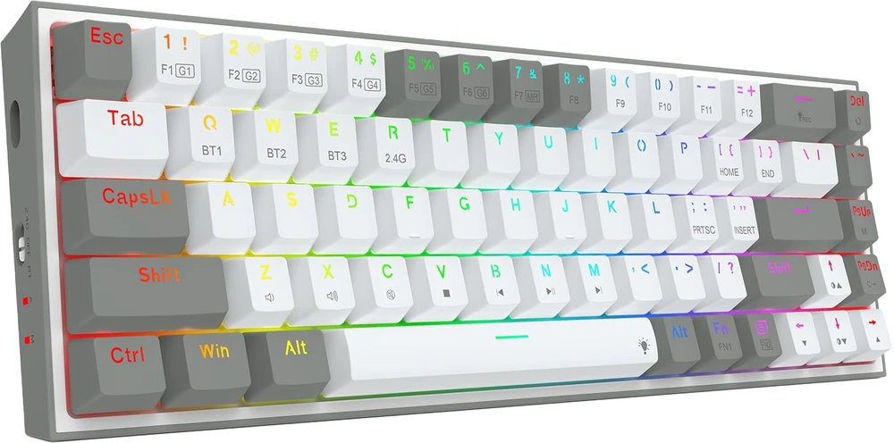Klaviatūra žaidimams Redragon Castor Pro K631RGB-PRO-WG Redragon Mechaninė Raudona Switches belaidė mechaninė su pašvietimu balta ir-pilka