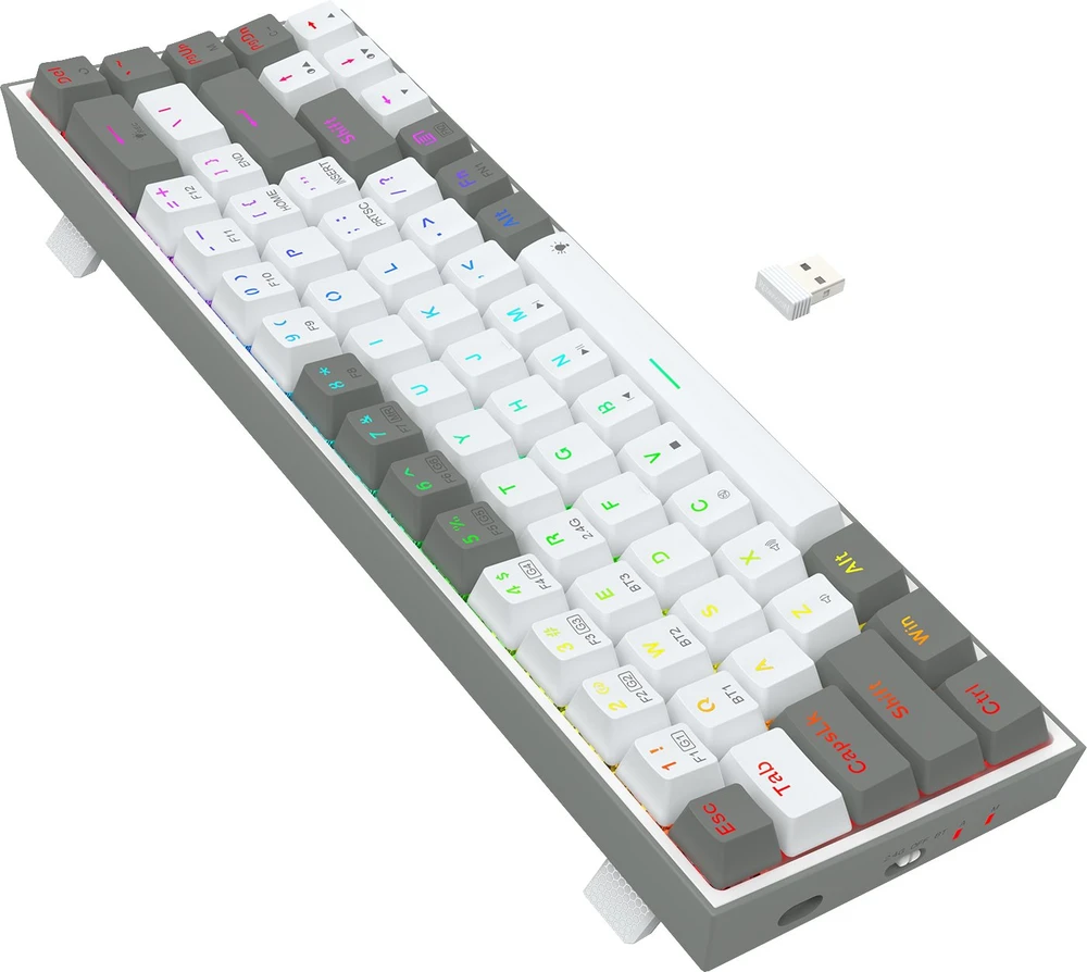 Klaviatūra žaidimams Redragon Castor Pro K631RGB-PRO-WG Redragon Mechaninė Raudona Switches belaidė mechaninė su pašvietimu balta ir-pilka