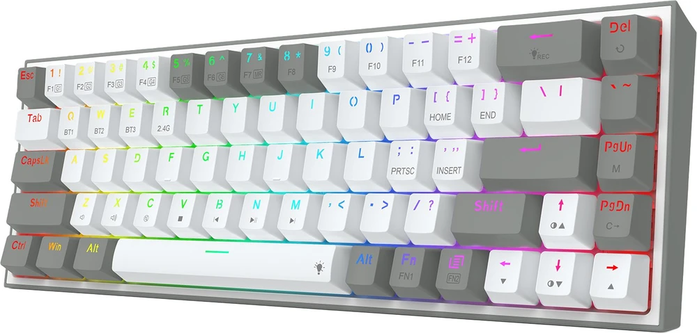 Klaviatūra žaidimams Redragon Castor Pro K631RGB-PRO-WG Redragon Mechaninė Raudona Switches belaidė mechaninė su pašvietimu balta ir-pilka