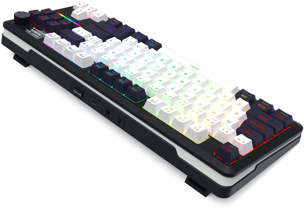Klaviatūra žaidimams Redragon Wildslash LCD Pro K746WB-RGB-PRO Redragon RPC belaidė mechaninė su pašvietimu balta ir-juoda
