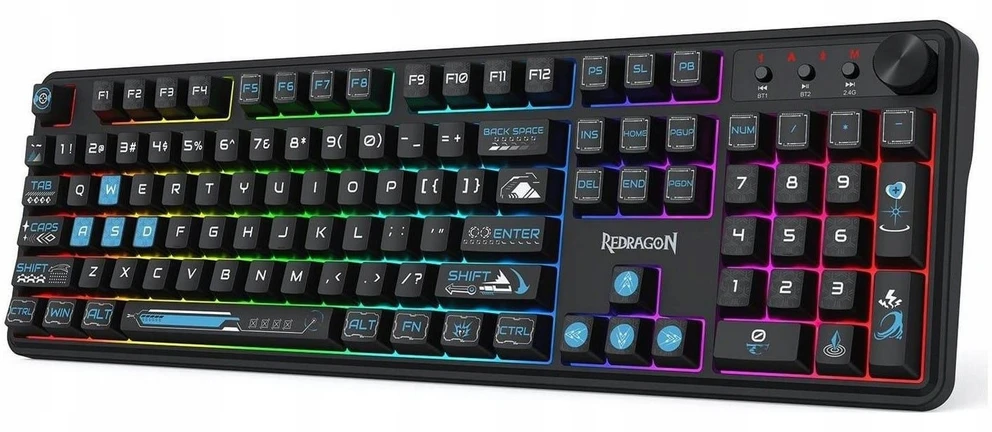 Klaviatūra žaidimams Redragon Volcano K526BB-WL belaidė membraninė su pašvietimu juoda