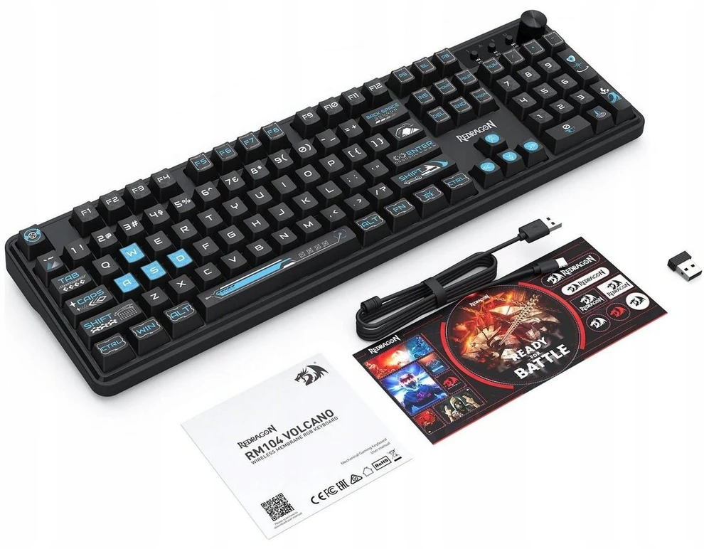 Klaviatūra žaidimams Redragon Volcano K526BB-WL belaidė membraninė su pašvietimu juoda