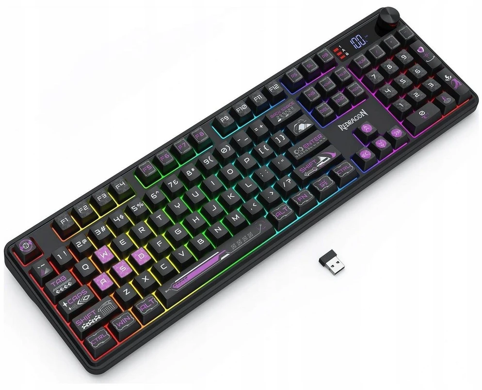 Klaviatūra žaidimams Redragon Volcano K526BP-PRO belaidė membraninė su pašvietimu juoda