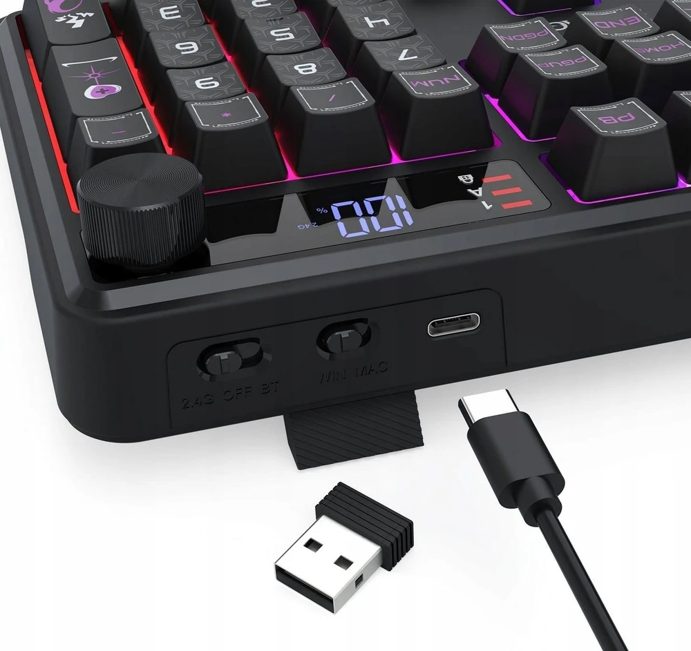 Klaviatūra žaidimams Redragon Volcano K526BP-PRO belaidė membraninė su pašvietimu juoda