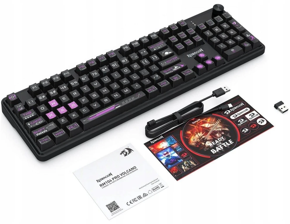 Klaviatūra žaidimams Redragon Volcano K526BP-PRO belaidė membraninė su pašvietimu juoda