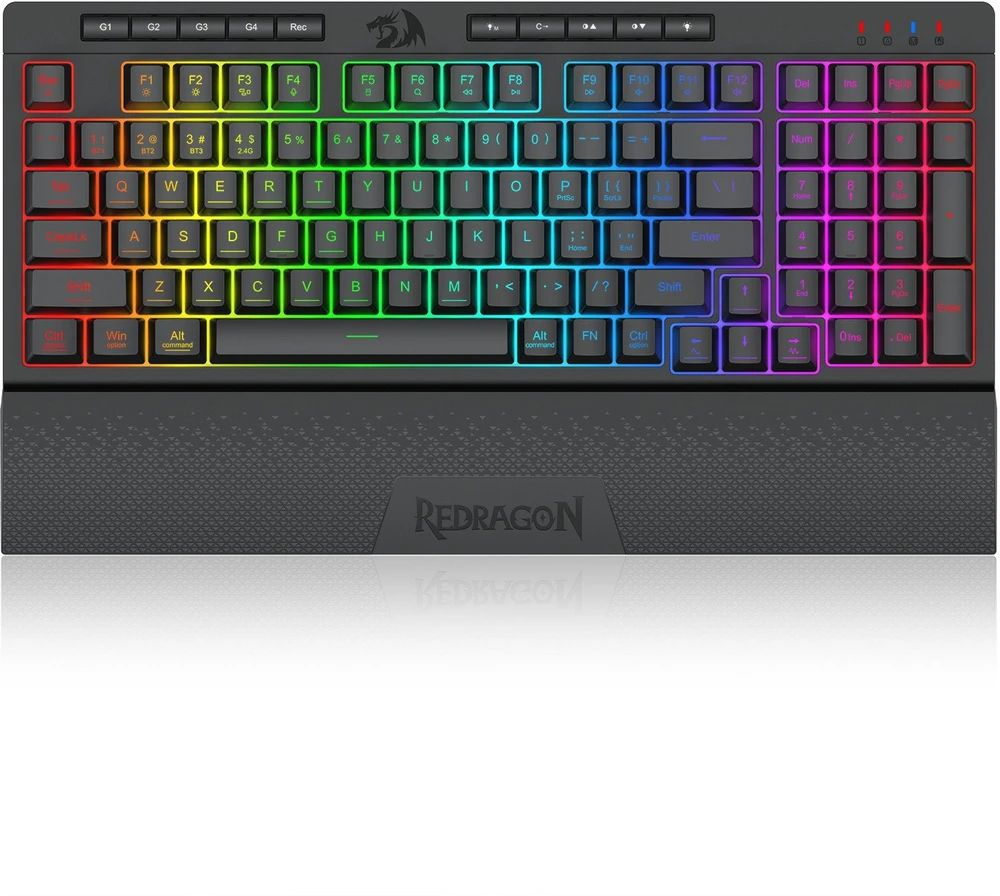 Klaviatūra žaidimams Redragon Shiva 98 Pro K515-Pro belaidė membraninė su pašvietimu juoda