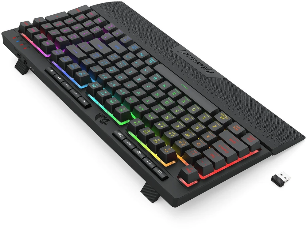 Klaviatūra žaidimams Redragon Shiva 98 Pro K515-Pro belaidė membraninė su pašvietimu juoda