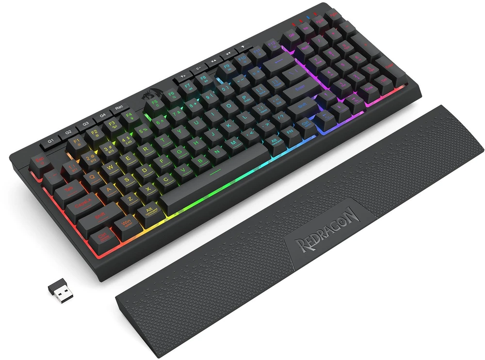 Klaviatūra žaidimams Redragon Shiva 98 Pro K515-Pro belaidė membraninė su pašvietimu juoda