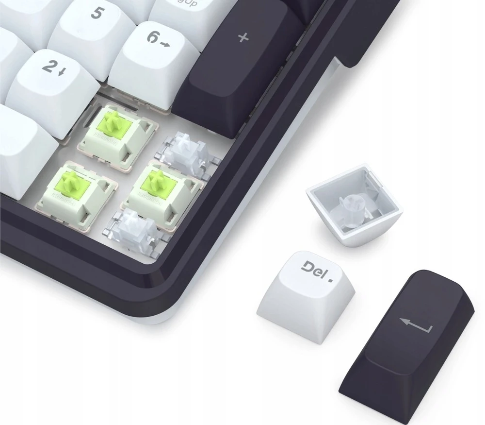 Klaviatūra žaidimams Redragon Terraflare Pro Manbo Linear Switch belaidė mechaninė su pašvietimu balta ir-juoda