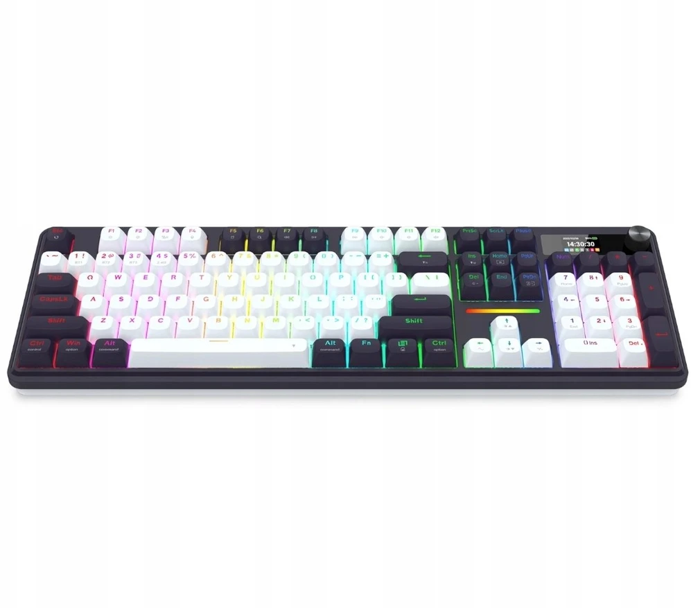 Klaviatūra žaidimams Redragon Terraflare Pro Manbo Linear Switch belaidė mechaninė su pašvietimu balta ir-juoda