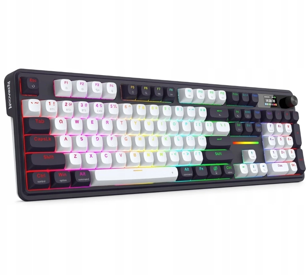 Klaviatūra žaidimams Redragon Terraflare Pro Manbo Linear Switch belaidė mechaninė su pašvietimu balta ir-juoda