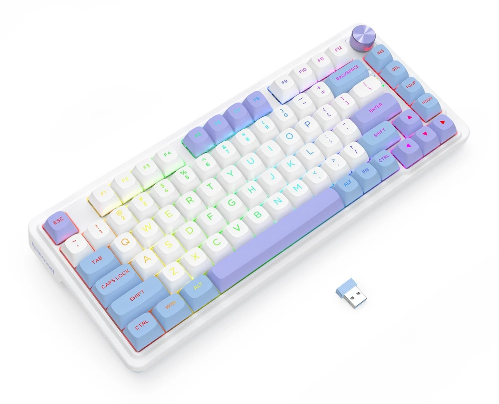 Klaviatūra žaidimams Redragon Ucal Max Manbo Linear Switch belaidė mechaninė su pašvietimu balta