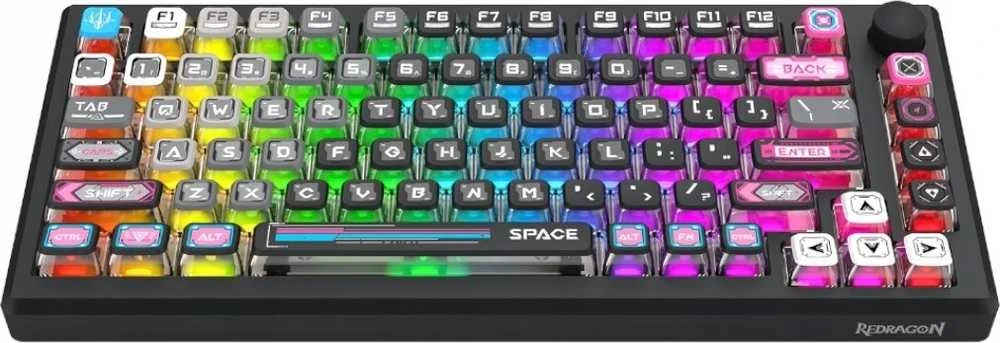Klaviatūra žaidimams Redragon Uranus Pro 82 K732MC-RGB-PRO WuKong Switches belaidė mechaninė su pašvietimu juoda