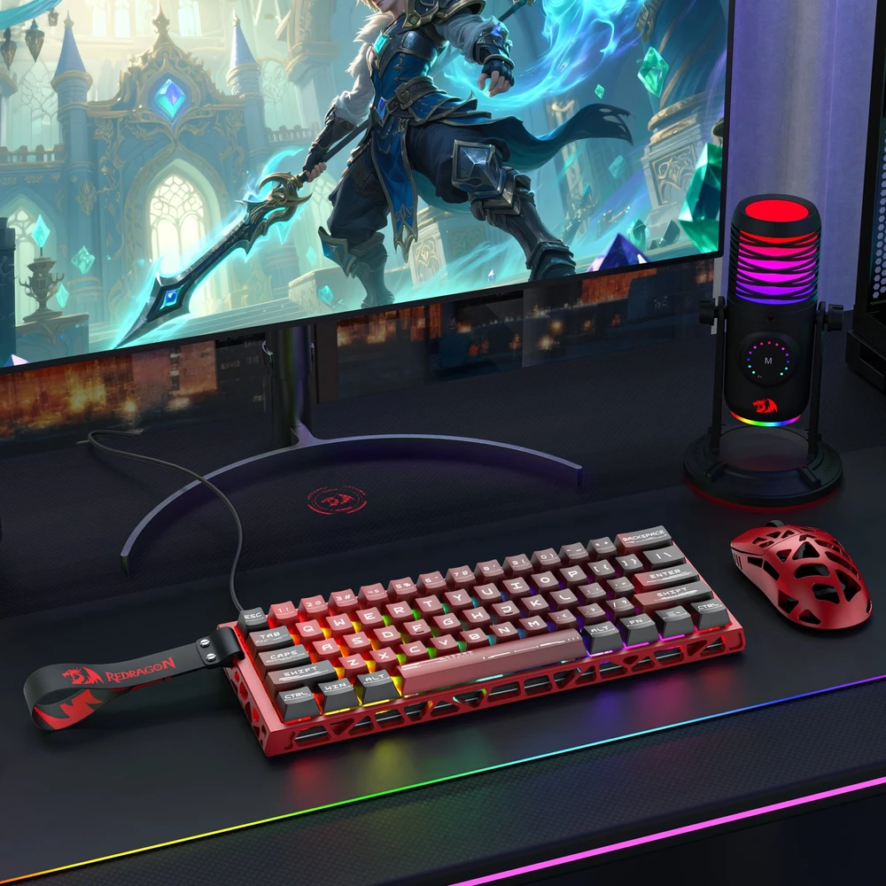 Klaviatūra žaidimams Redragon Venom Redragon Next-GEN UltraMag su laidu magnetyczna su pašvietimu raudona