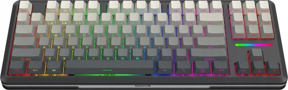 Klaviatūra žaidimams Redragon Wildslash Pro Dragon Growl belaidė mechaninė su pašvietimu pilka
