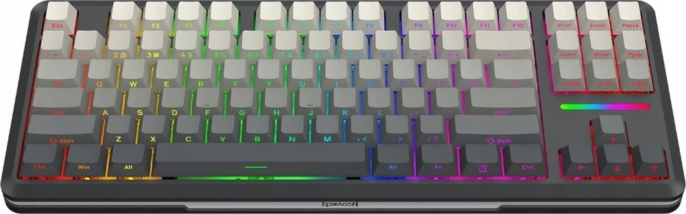 Klaviatūra žaidimams Redragon Wildslash Pro Dragon Growl belaidė mechaninė su pašvietimu pilka