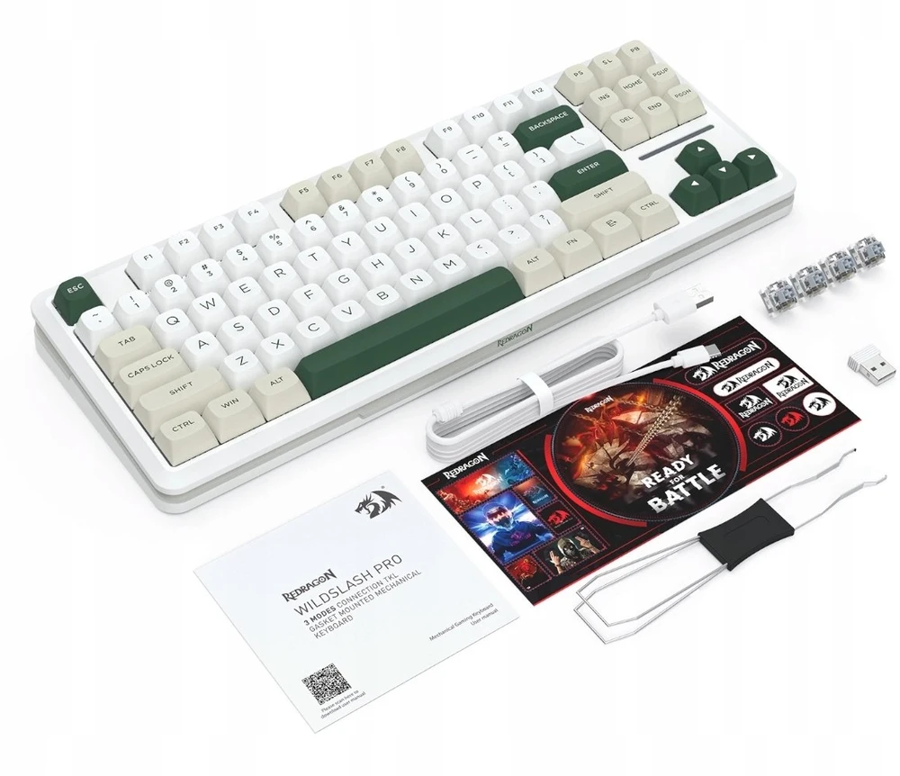 Klaviatūra žaidimams Redragon Wildslash Pro Redragon RPC belaidė mechaninė su pašvietimu balta